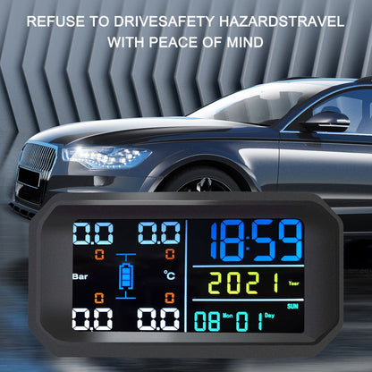 Tire Pressure Monitoring System Colored Screen Wireless LCD Display External Sensors