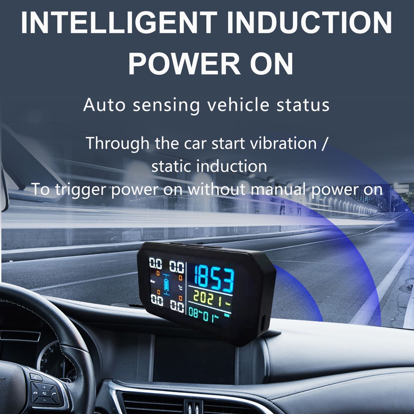 Tire Pressure Monitoring System Colored Screen Wireless LCD Display External Sensors