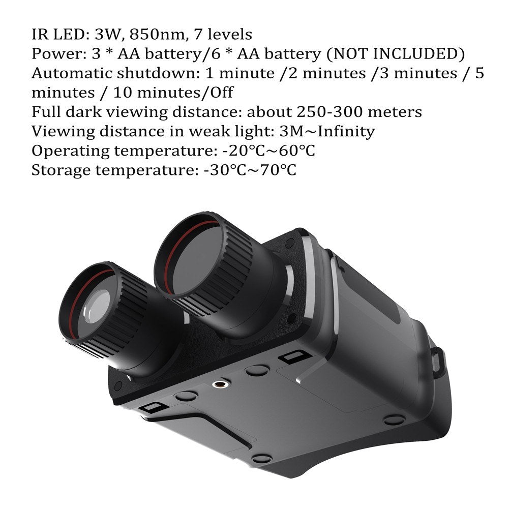 R6 10 Megapixel 1080P Outdoor Night-Vision Infrared Optical Binocular 5X Digital Zoom Photo Video Playback Modes 300m Viewing Distance for Outdoor Hunt Boating Journey