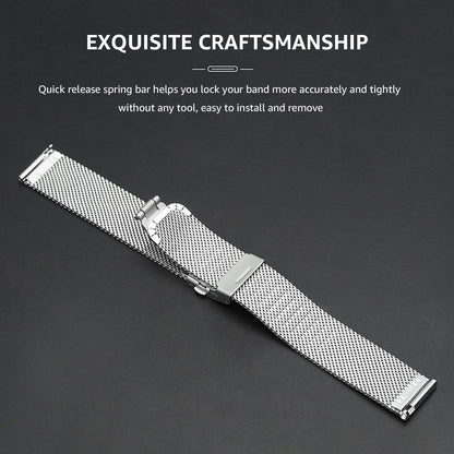 22mm Stainless Steel Thick Mesh Watch Band Quick Release Adjustable Heavy Duty Watch Strap Wristband