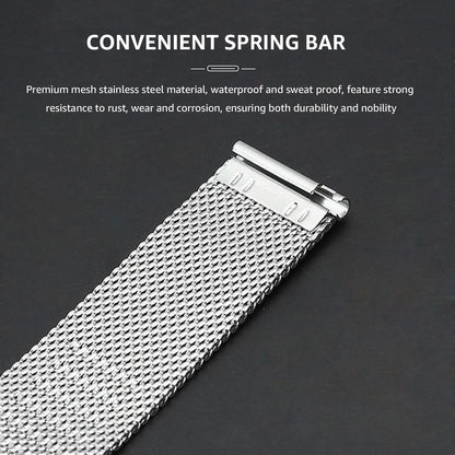 22mm Stainless Steel Thick Mesh Watch Band Quick Release Adjustable Heavy Duty Watch Strap Wristband