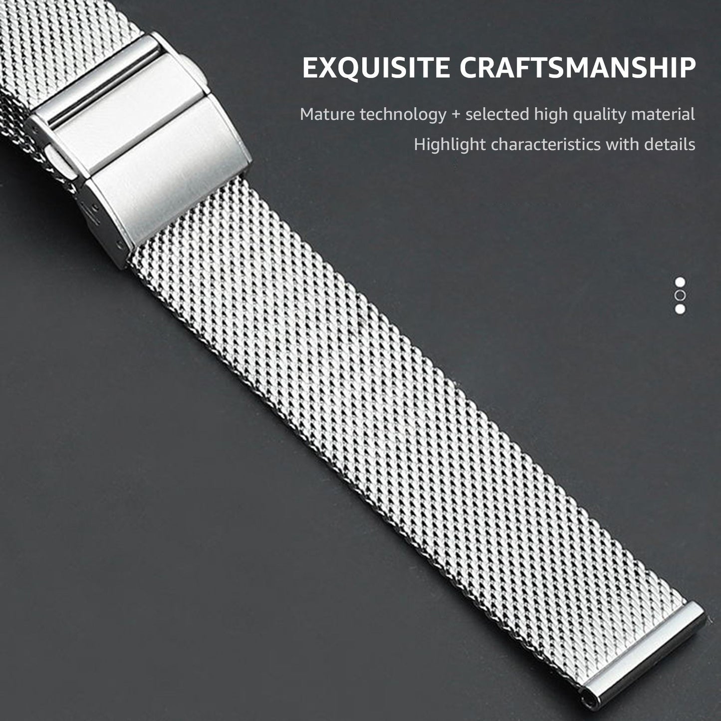 22mm Stainless Steel Thick Mesh Watch Band Quick Release Adjustable Heavy Duty Watch Strap Wristband