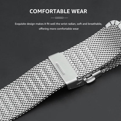 22mm Stainless Steel Thick Mesh Watch Band Quick Release Adjustable Heavy Duty Watch Strap Wristband