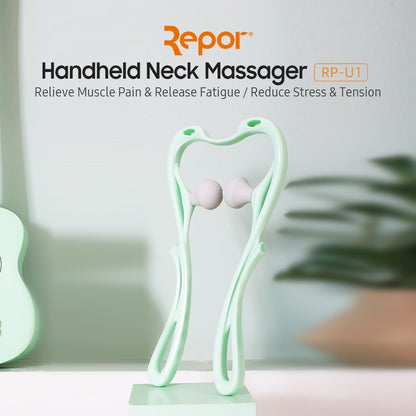 REPOR RP-U1 Neck Massager Shoulder Relaxer Shiatsu Deep Tissue Dual Trigger Point Manual Self Massage Tool for Pain Relief