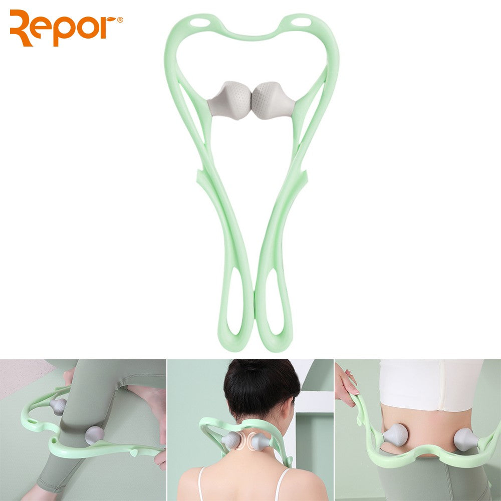 REPOR RP-U1 Neck Massager Shoulder Relaxer Shiatsu Deep Tissue Dual Trigger Point Manual Self Massage Tool for Pain Relief