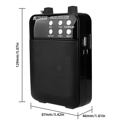 RETEKESS TR619W Portable Amplifier Digital FM Radio Player Support USB TF Card Socket AUX In