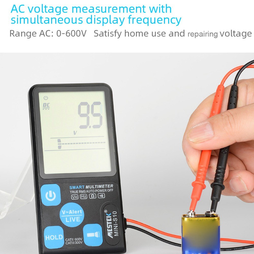 MESTEK MINI-S10 3.5 Inch LCD Screen Ultra-thin Intelligent Multimeter Portable Auto Range Digital Multimeter RMS AC/DC Voltage Resistance Meter