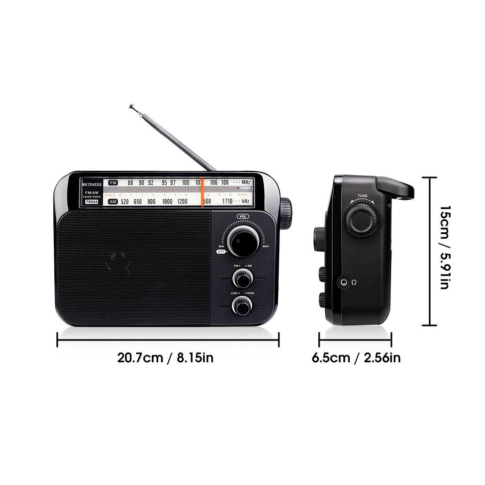 RETEKESS TR604 AM / FM Radio for the Elderly Portable Handle Design Two Band Radio Battery & AC Powered