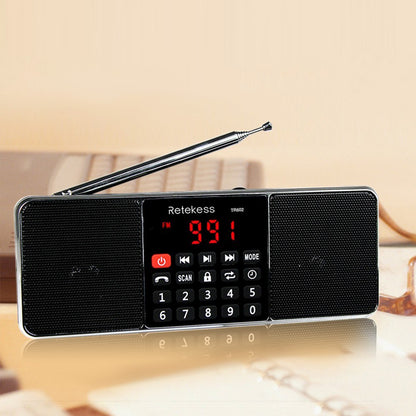 RETEKESS TR602 Portable FM / AM Radio Multiband Digital Radio Receiver Bluetooth Speakers MP3 Player Earphone Output AUX IN Support TF Card U-Drive Reading