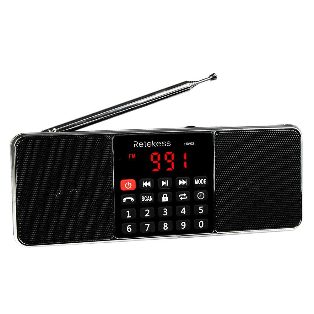 RETEKESS TR602 Portable FM / AM Radio Multiband Digital Radio Receiver Bluetooth Speakers MP3 Player Earphone Output AUX IN Support TF Card U-Drive Reading