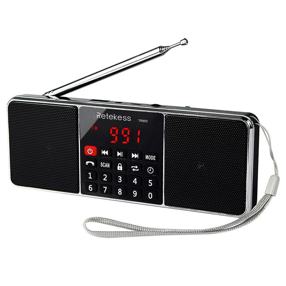 RETEKESS TR602 Portable FM / AM Radio Multiband Digital Radio Receiver Bluetooth Speakers MP3 Player Earphone Output AUX IN Support TF Card U-Drive Reading