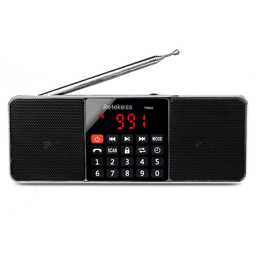 RETEKESS TR602 Portable FM / AM Radio Multiband Digital Radio Receiver Bluetooth Speakers MP3 Player Earphone Output AUX IN Support TF Card U-Drive Reading