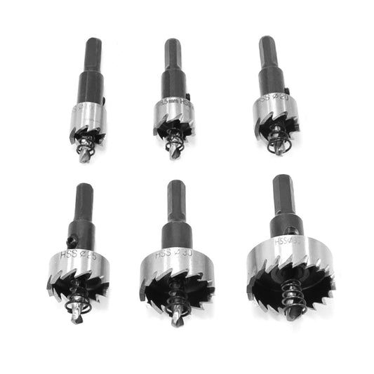 6Pcs High Speed Steel 16/18.5/20/25/30/35mm HSS Drill Bits Hole Saw Set for Stainless Steel Copper Aluminium Fiberglass Wood