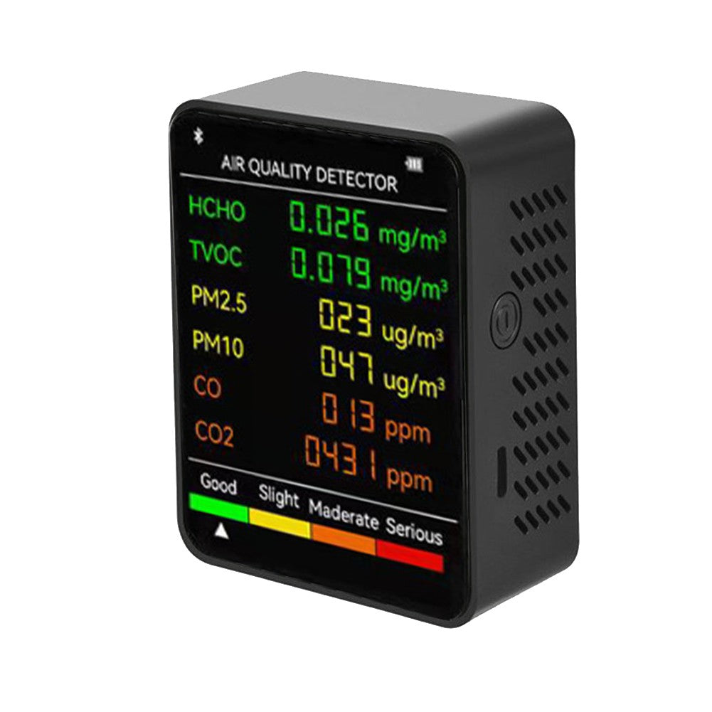 6 In 1 PM2.5 PM10 HCHO TVOC CO CO2 Multifunctional Air Quality Detector LCD Screen Display Air Quality Tester