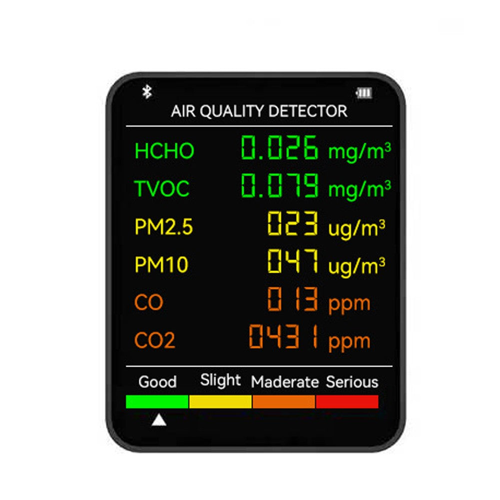 6 In 1 PM2.5 PM10 HCHO TVOC CO CO2 Multifunctional Air Quality Detector LCD Screen Display Air Quality Tester