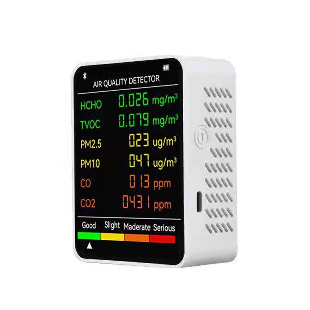 6 In 1 PM2.5 PM10 HCHO TVOC CO CO2 Multifunctional Air Quality Detector LCD Screen Display Air Quality Tester