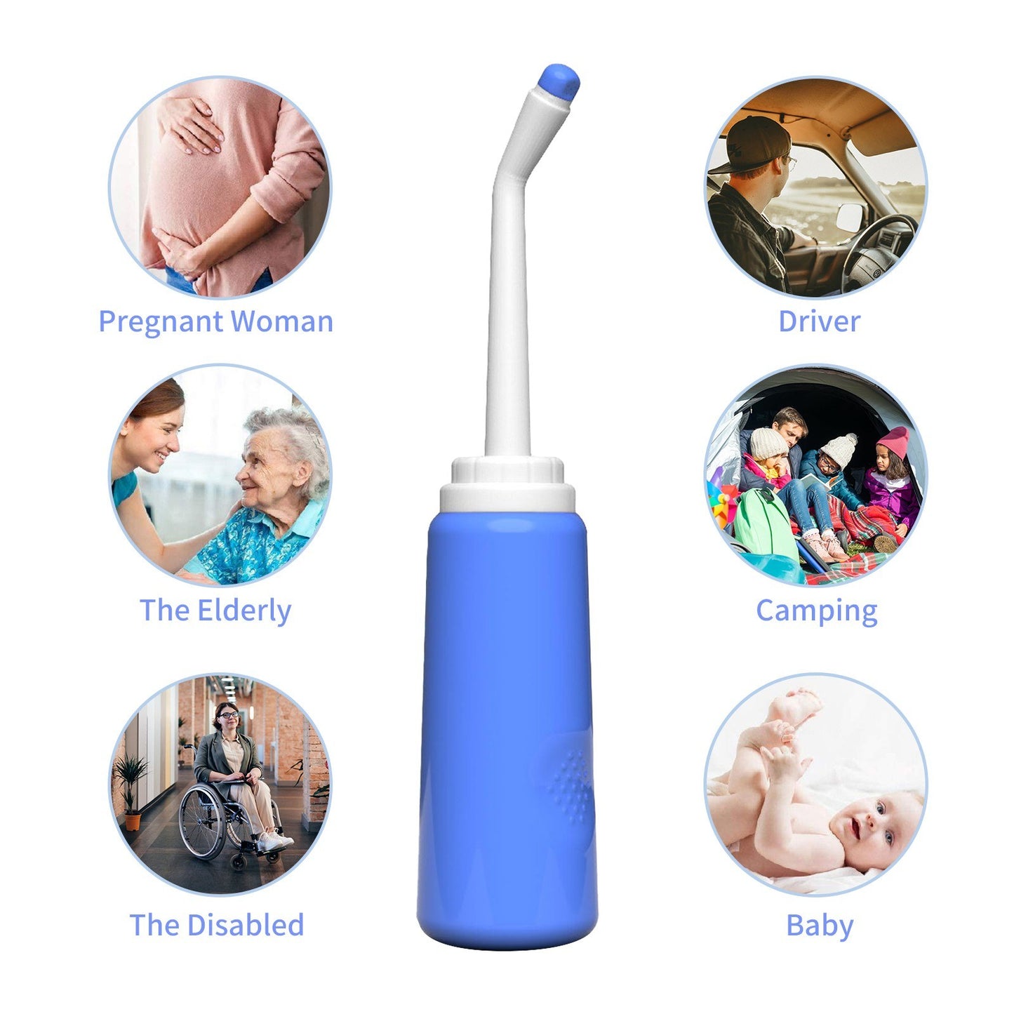 Portable Travel Bidet Electric Mini Atomizer with 2 Nozzle Spray 500ml Cap for Childbirth Cleaner Postpartum Care Driver