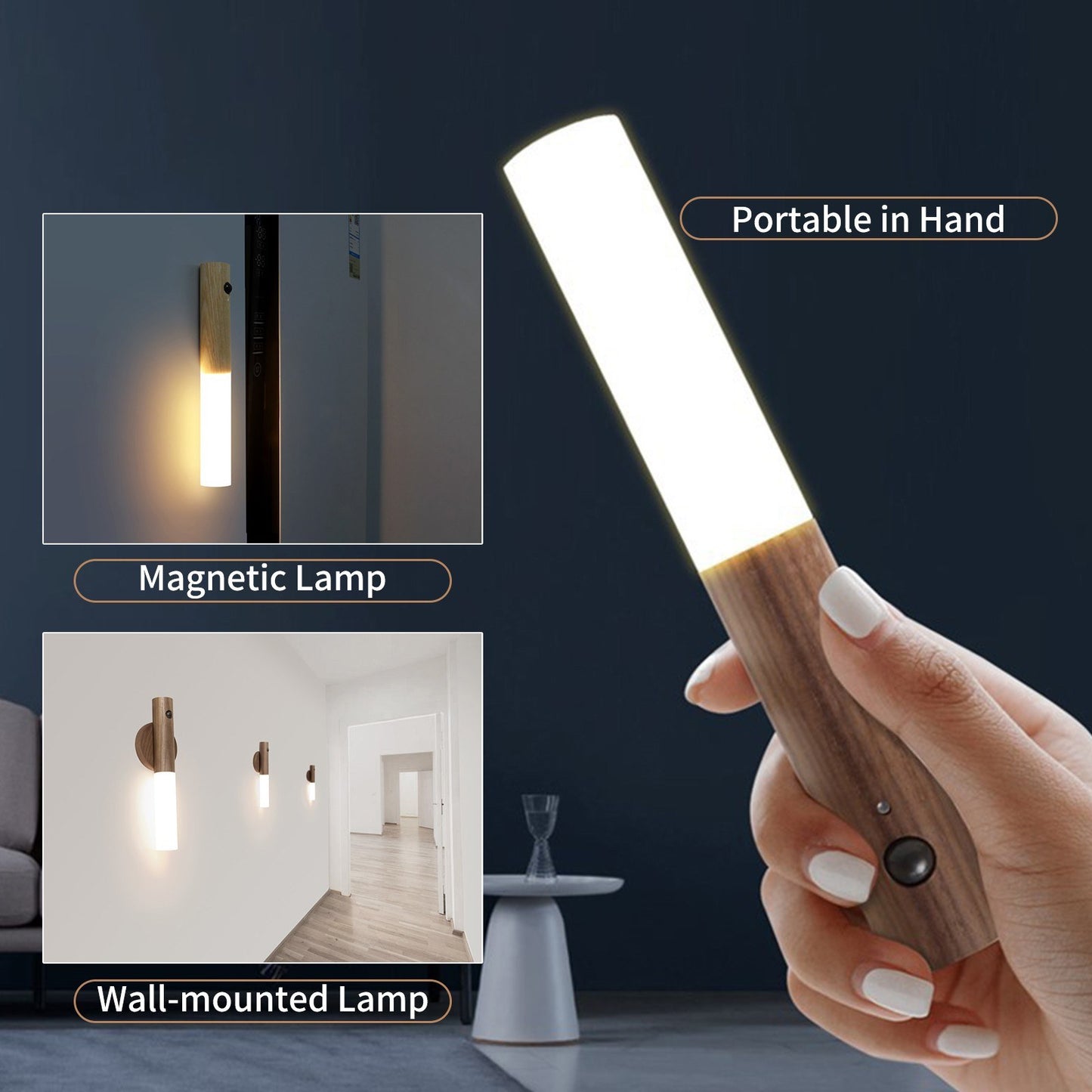 Motion Sensor Night Light Wall-mounted Smart LED Light Self-Stick and Magnetic Closet Lights Stair Lights for Hallway Bathroom Bedroom Kitchen