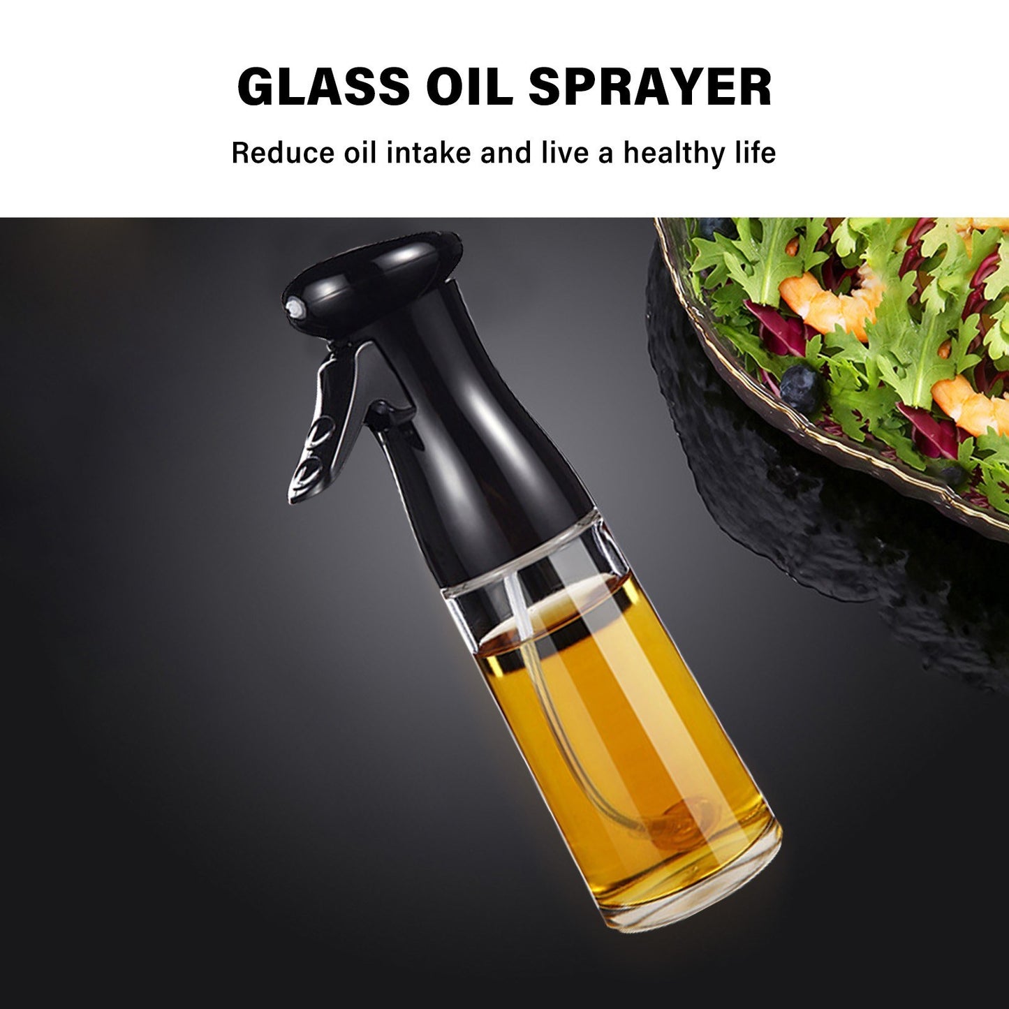 Oil Sprayer Glass Oil Spray Bottle 200ML Oil Misters Vinegar Bottle Oil Dispenser for Kitchen Air Fryer Cooking BBQ Salad Roasting (BPA Free, No FDA Certificate)