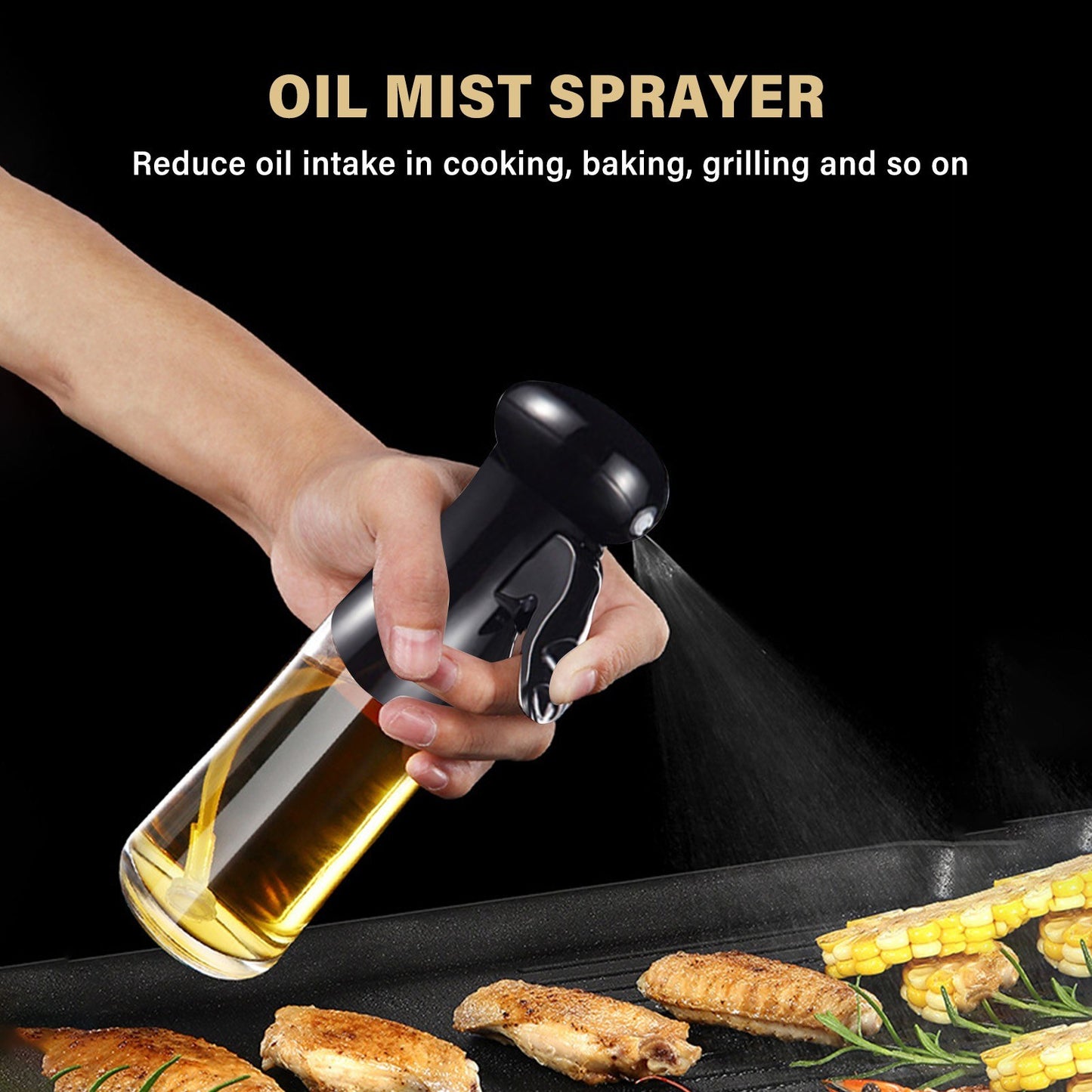 Oil Sprayer Glass Oil Spray Bottle 200ML Oil Misters Vinegar Bottle Oil Dispenser for Kitchen Air Fryer Cooking BBQ Salad Roasting (BPA Free, No FDA Certificate)