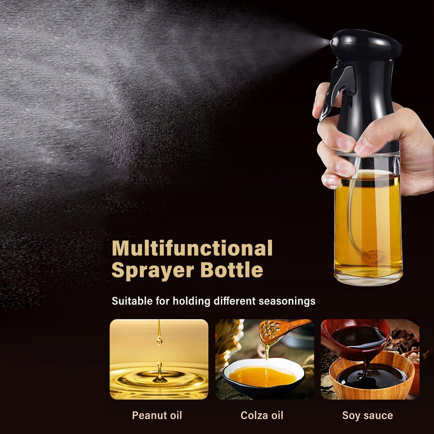 Oil Sprayer Glass Oil Spray Bottle 200ML Oil Misters Vinegar Bottle Oil Dispenser for Kitchen Air Fryer Cooking BBQ Salad Roasting (BPA Free, No FDA Certificate)