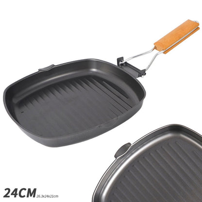 Nonstick Coating Frying Pan Camping Cookware Iron Steak Pot for Outdoor Kitchen Equipment Gear (No FDA Certificate, BPA-free)