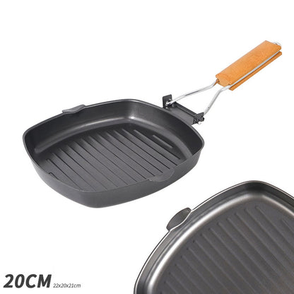 Nonstick Coating Frying Pan Camping Cookware Iron Steak Pot for Outdoor Kitchen Equipment Gear (No FDA Certificate, BPA-free)