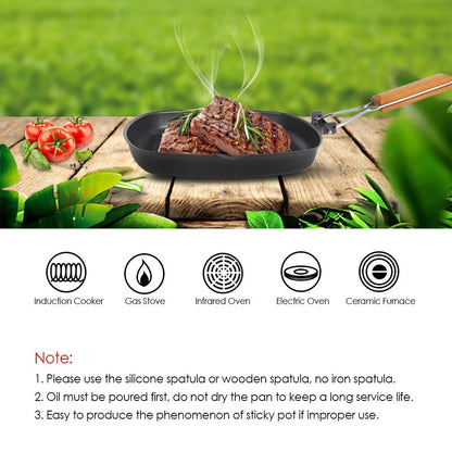 Nonstick Coating Frying Pan Camping Cookware Iron Steak Pot for Outdoor Kitchen Equipment Gear (No FDA Certificate, BPA-free)