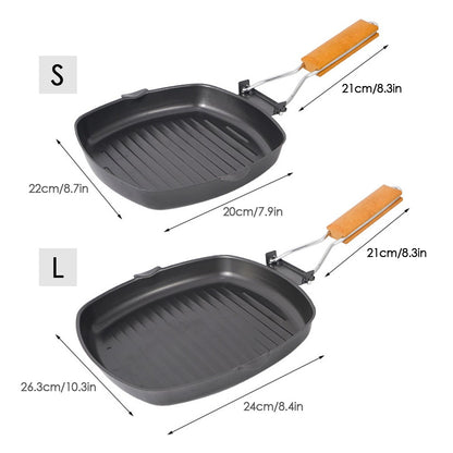 Nonstick Coating Frying Pan Camping Cookware Iron Steak Pot for Outdoor Kitchen Equipment Gear (No FDA Certificate, BPA-free)