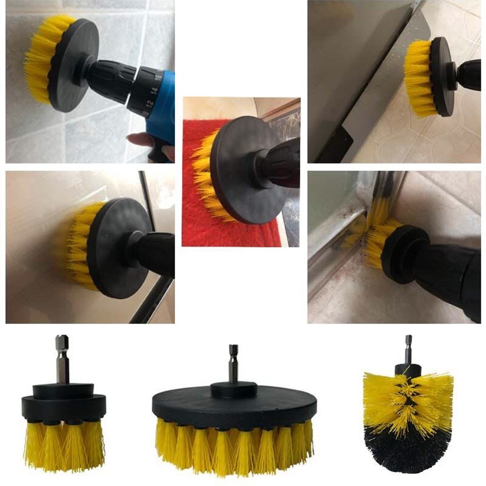 3 Pack Drill Brush Attachment Set Scrubber Cleaning Brush for Cleaning Bathroom Surfaces Floor Tub Shower Tile Kitchen