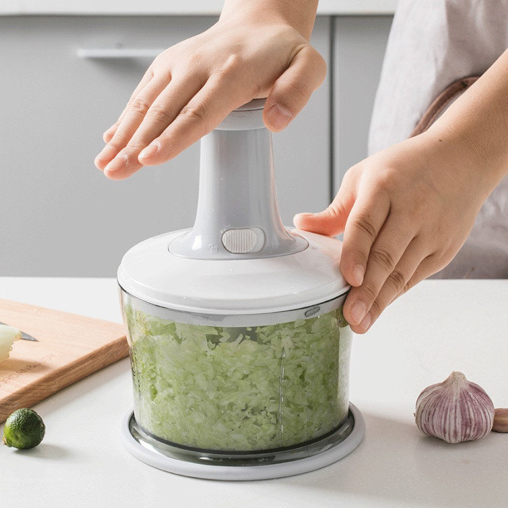 XIAOMI YOUPIN JORDON&JUDY Hand-Powered Food Chopper Manual Food Processor Mechanism Cutter for Garlic Onion Vegetable Salad Pepper (BPA-free, No FDA Certification)