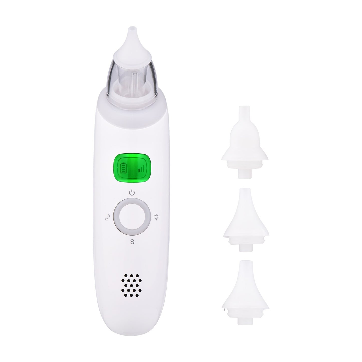 Electric Baby Nasal Aspirator Safe Low Noise Built-in Battery Automatic Nose Sucker Cleaner for Infants 3 Suction Levels with Light Soothing Music 3pcs Silicone Suction Tips