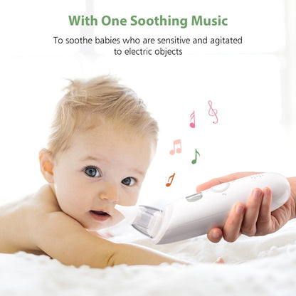 Electric Baby Nasal Aspirator Safe Low Noise Built-in Battery Automatic Nose Sucker Cleaner for Infants 3 Suction Levels with Light Soothing Music 3pcs Silicone Suction Tips