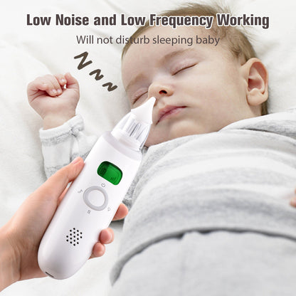 Electric Baby Nasal Aspirator Safe Low Noise Built-in Battery Automatic Nose Sucker Cleaner for Infants 3 Suction Levels with Light Soothing Music 3pcs Silicone Suction Tips