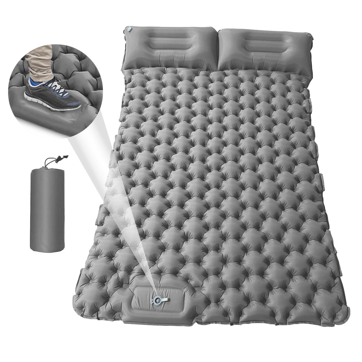 Portable 2 Person Camping Mat Air Mattress with Air Pillow Waterproof Backpacking Sleeping Pad