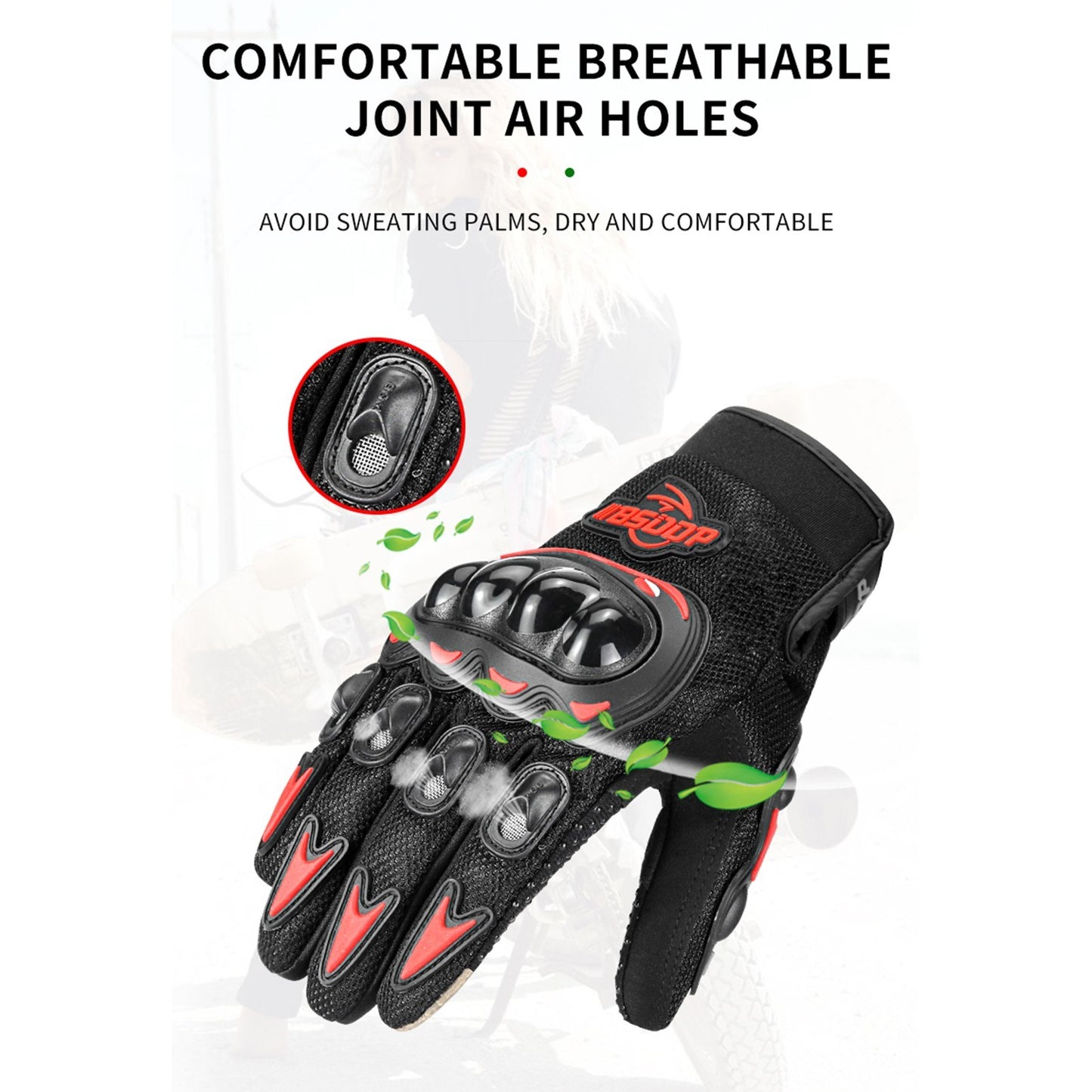 BSDDP 1 Pair Motorcycle Riding Gloves Anti-slip Anti-drop Breathable Full Finger Touch Screen Cycling Gloves