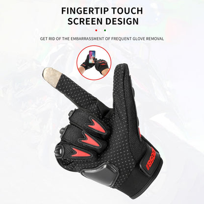 BSDDP 1 Pair Motorcycle Riding Gloves Anti-slip Anti-drop Breathable Full Finger Touch Screen Cycling Gloves