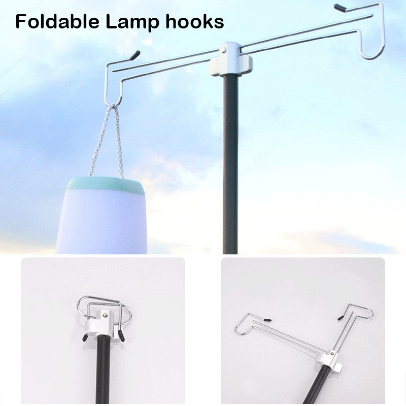 Portable Folding Aluminum Alloy Lamp Pole Adjustable Lantern Holder Rod with Storage Bag for Camping Hiking Fishing Backpacking