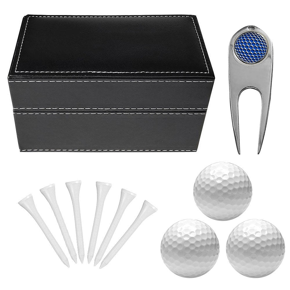 11 Pcs Golf Set  Golf Training Accessories with 6 Golf Tees 3 Golf Balls Divot Repair Tool Leather Box Set