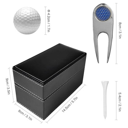 11 Pcs Golf Set  Golf Training Accessories with 6 Golf Tees 3 Golf Balls Divot Repair Tool Leather Box Set