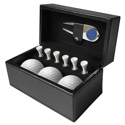 11 Pcs Golf Set  Golf Training Accessories with 6 Golf Tees 3 Golf Balls Divot Repair Tool Leather Box Set