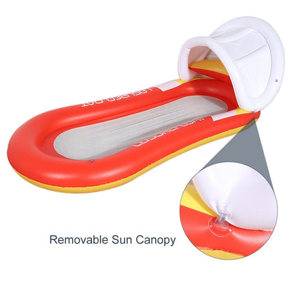 Inflatable PVC Pool Float with Canopy Swimming Pool Lounger Chair Water Floating Hammock Raft