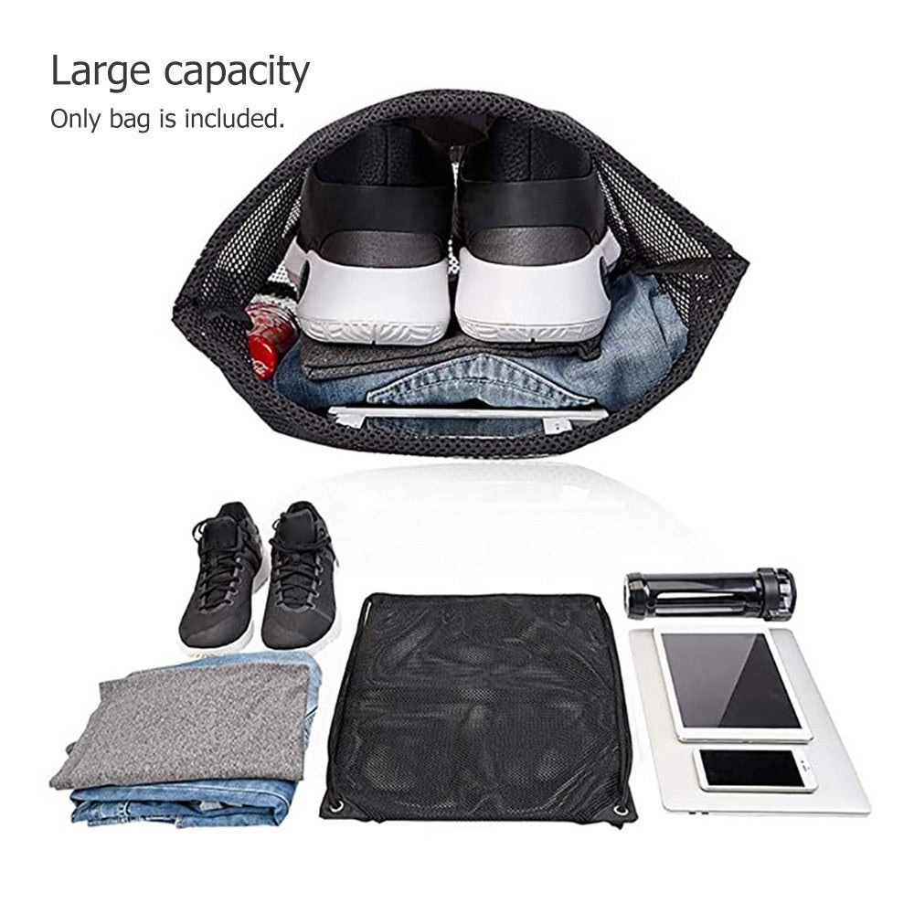 Mesh Drawstring Bag Adjustable Strip Backpack Sport Gym Equipment Storage Bag Swimming Pool Bag Organizer