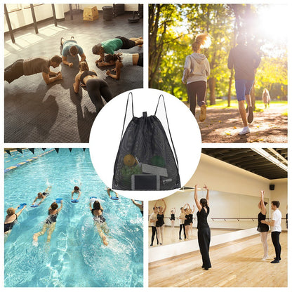 Mesh Drawstring Bag Adjustable Strip Backpack Sport Gym Equipment Storage Bag Swimming Pool Bag Organizer