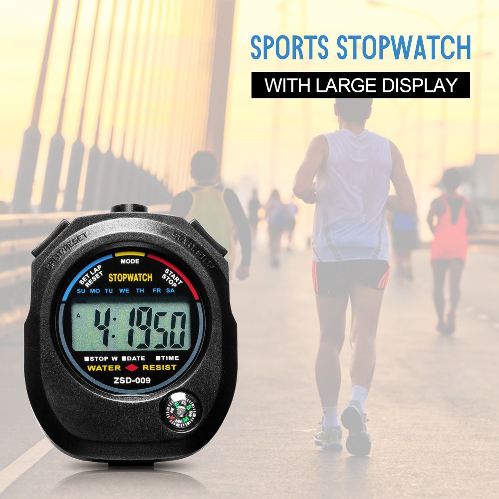 Sports Stopwatch Timer Waterproof Digital Stopwatch with Date Time and Alarm Function for Swimming Running Football