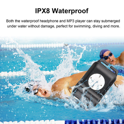 Portable 8GB MP3 Player IPX8 Waterproof Music Player with Headphones for Swimming Running Diving Surfing