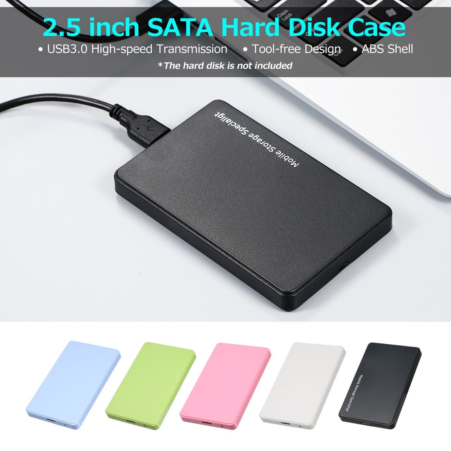 2.5 inch Hard Disk Case USB3.0 High-speed 5Gpbs Transmission External HDD/SSD Enclosure SATA Hard Drive Case Support 2.5" 7/9.5mm SATA HDD/SSD