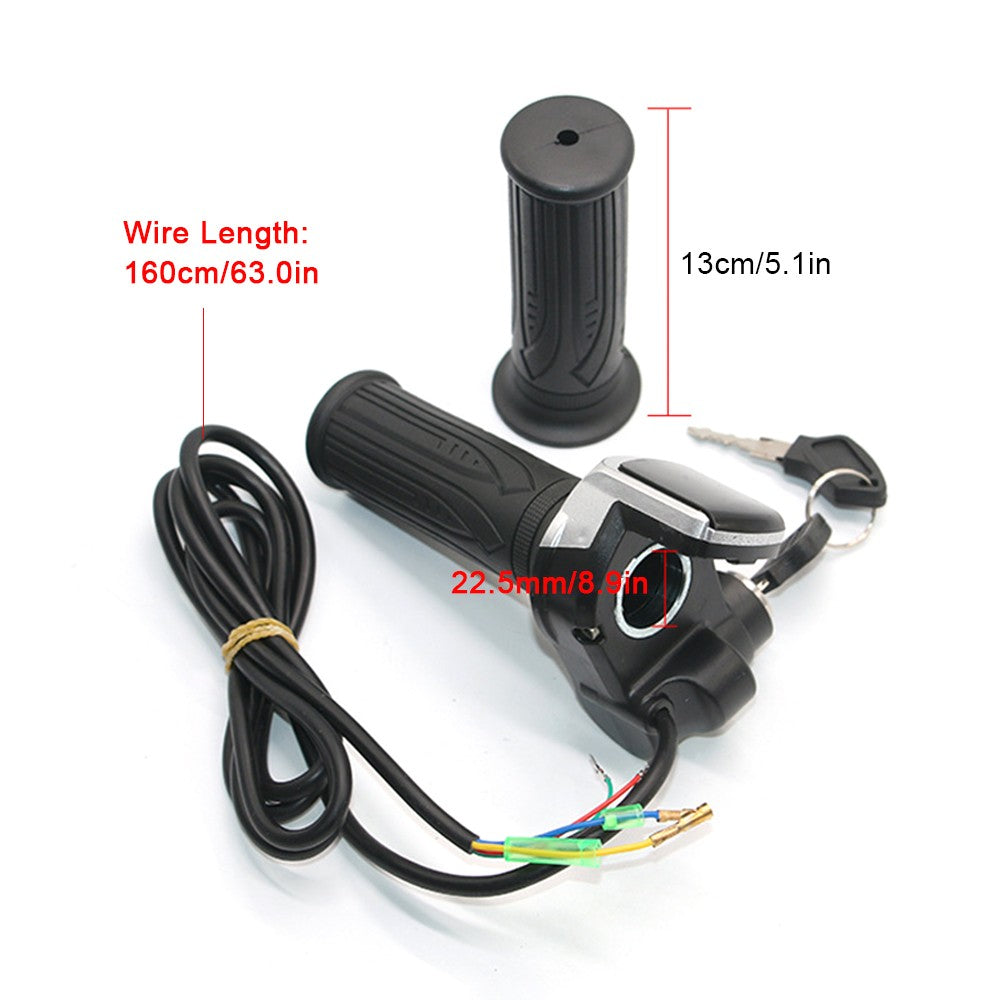 1 Pair Throttle Grip Handlebar 24V/36V Electric Scooter Bike Twist Grip Throttle Set with LED Display Screen Handle and Power Key Locker