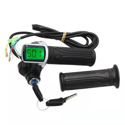 1 Pair Throttle Grip Handlebar 24V/36V Electric Scooter Bike Twist Grip Throttle Set with LED Display Screen Handle and Power Key Locker