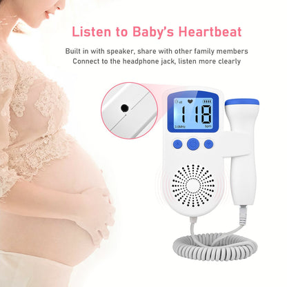 Pregnancy Handheld Baby Heartbeat Detector 3.0MHz Portable Fetal Doppler for Home Noise Reduction Baby Heart Monitor